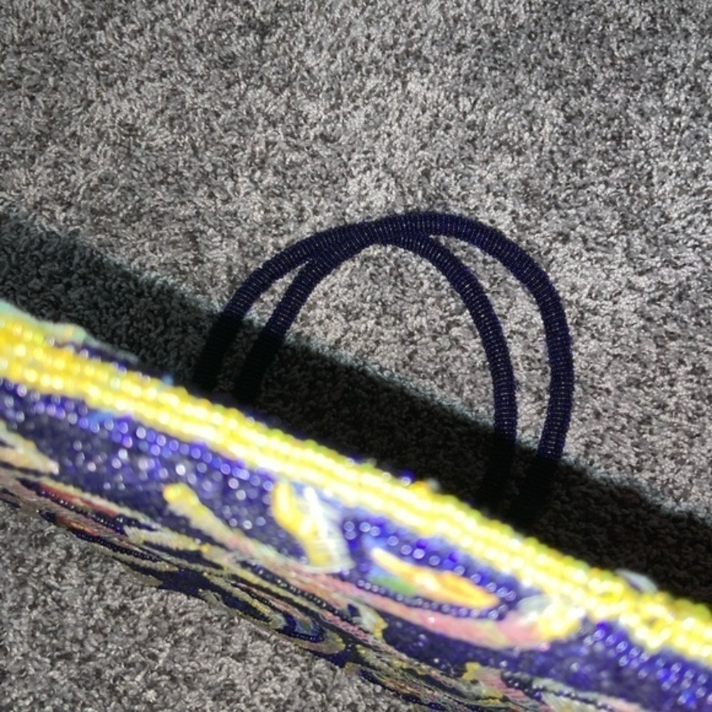 Unique/Rare Vintage Navy Beaded/Sequin/Embroidered Floral Paisley Shoulder Bag - Picture 11 of 14